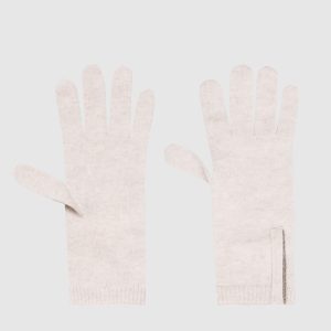 Beige cashmere gloves with monil chain Brunello Cucinelli