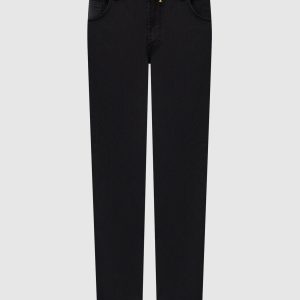 Black jeans with leather logo patch Stefano Ricci