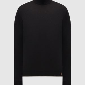 Black wool, silk and cashmere jumper with logo pattern Stefano Ricci