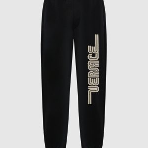 Black joggers with textured logo print Versace