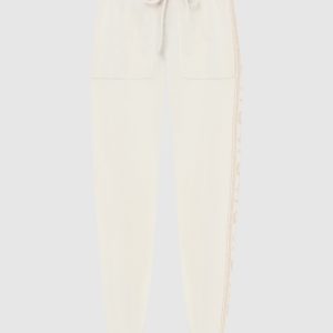 White patterned cashmere joggers Be Florence