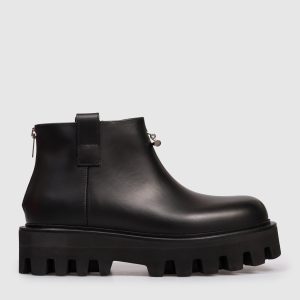 Black leather boots with logo Alexander McQueen