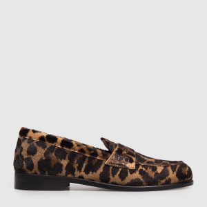 Brown leather loafers in animal print Babe Pay Pls