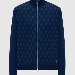Blue cardigan with patterned silk Stefano Ricci
