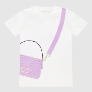 Children's white t-shirt with print Fendi
