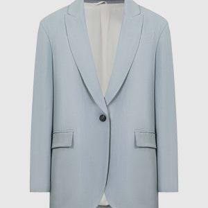 Gray linen jacket with monil chain Brunello Cucinelli