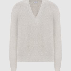 Gray pullover with lurex Brunello Cucinelli