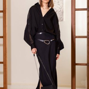 Black leather belt in two turns Brunello Cucinelli