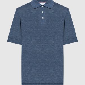 Blue melange polo Brunello Cucinelli