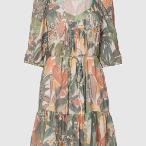 Green dress with a frill in a print Twinset