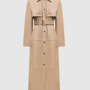 Beige leather trench coat SPASTE Max Mara Sportmax