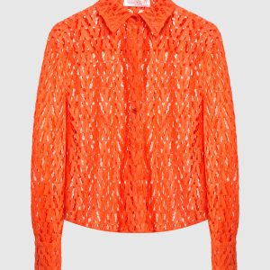 Orange cotton lace shirt Valentino