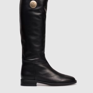 Lidia black leather boots with logo Giuseppe Zanotti