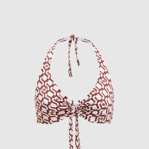 White HARA swimsuit bodice with branded print Max Mara