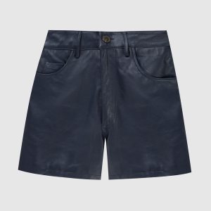 Zinnia navy leather shorts Simonetta Ravizza