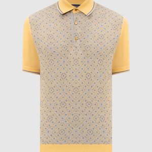 Yellow polo shirt with patterned silk Stefano Ricci
