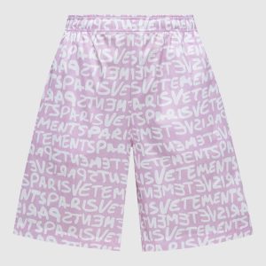 Pink logo print shorts Vetements