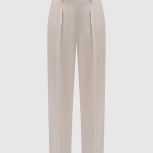 Beige woolen trousers with ecolathuni monil chain Brunello Cucinelli