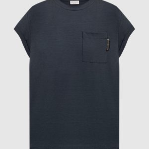 Blue t-shirt with monil chain Brunello Cucinelli