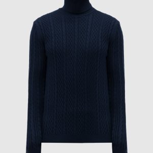 Blue wool sweater with textured pattern Daniele Fiesoli