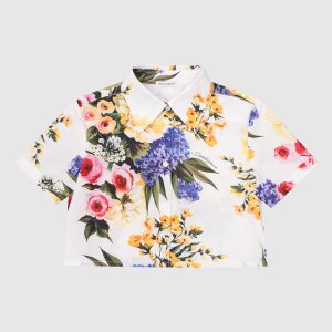 Children's white blouse in a floral print Dolce&Gabbana
