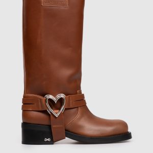 Double Heart brown leather boots with vintage effect Mach&Mach