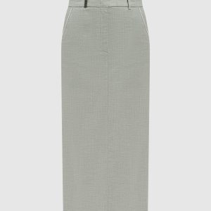 Gray wool skirt with monil chain Peserico