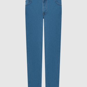 Blue jeans with monogram logo and emblem Stefano Ricci