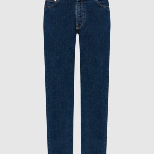 Blue jeans with logo patch Peserico