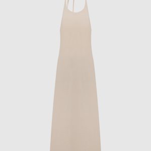 Beige dress with drapery Peserico