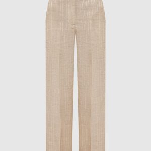 Beige striped linen pants Peserico