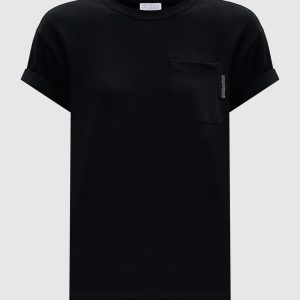 Black t-shirt with monil chain Brunello Cucinelli
