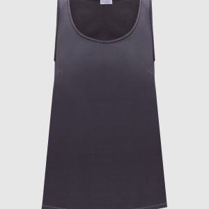 Gray silk top with monil chain Brunello Cucinelli