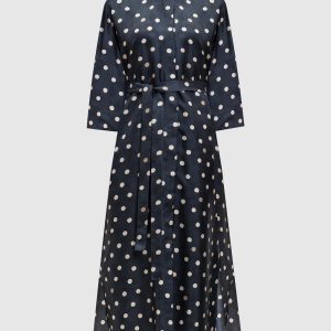 LEVA blue polka dot silk dress Max Mara