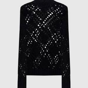 Black wool sweater with a pattern Jil Sander