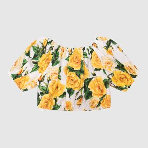 Children's white top in Rose print Dolce&Gabbana