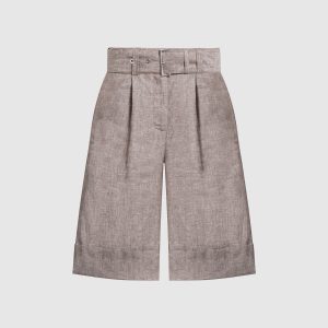 Brown linen shorts with cuffs Peserico