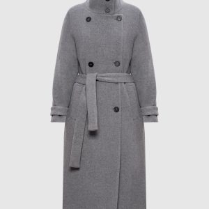 Gray double-breasted coat with wool and cashmere Peserico