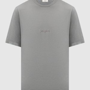 Grey T-shirt with embroidered logo Saint Laurent