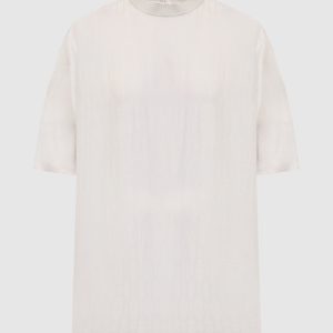 Beige t-shirt with silk in logo print Agnona