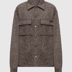 Brown alpaca wool check shirt Dolce&Gabbana