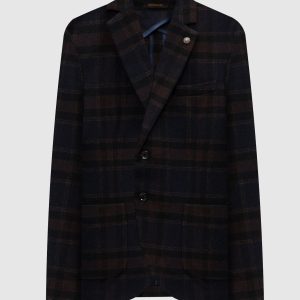 Blue checked wool blazer Officina 36