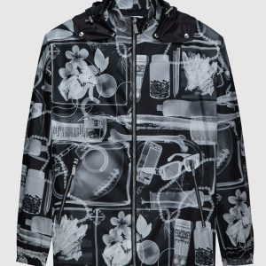Black windbreaker in a print in the form of an X-ray Off-White