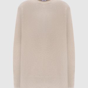 Beige cashmere sweater with monil chain Brunello Cucinelli