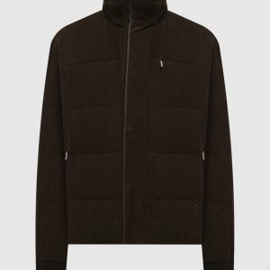Khaki velvet down jacket Stefano Ricci