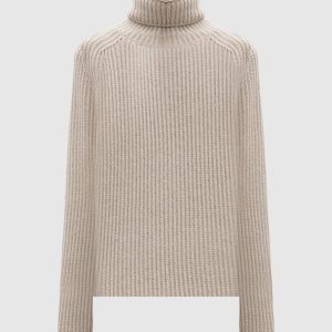 Beige ribbed wool and cashmere sweater Simonetta Ravizza