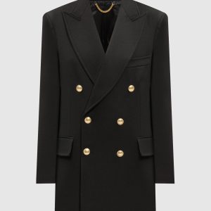 Black double-breasted jacket with wool Victoria Beckham