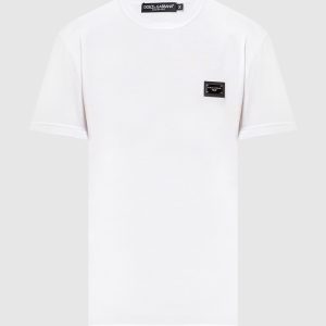 White t-shirt with metallic logo Dolce&Gabbana