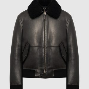 Black leather down jacket Tom Ford
