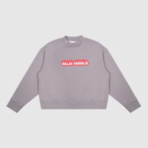Children's gray sweatshirt with a print of the Flames logo Palm Angels